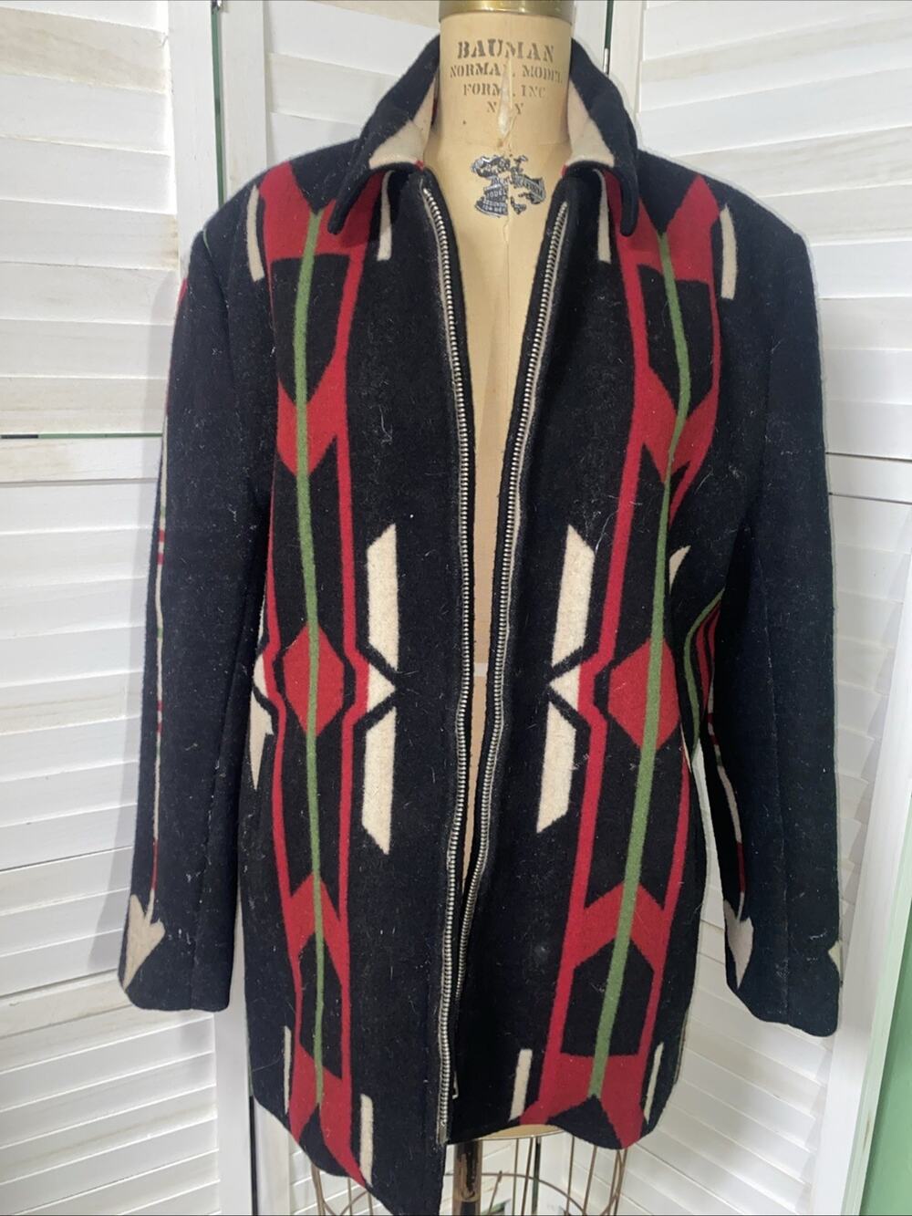 Vintage Native Jackets Santa Fe Zip-Up Jacket Women Medium Wool Blend Southwest